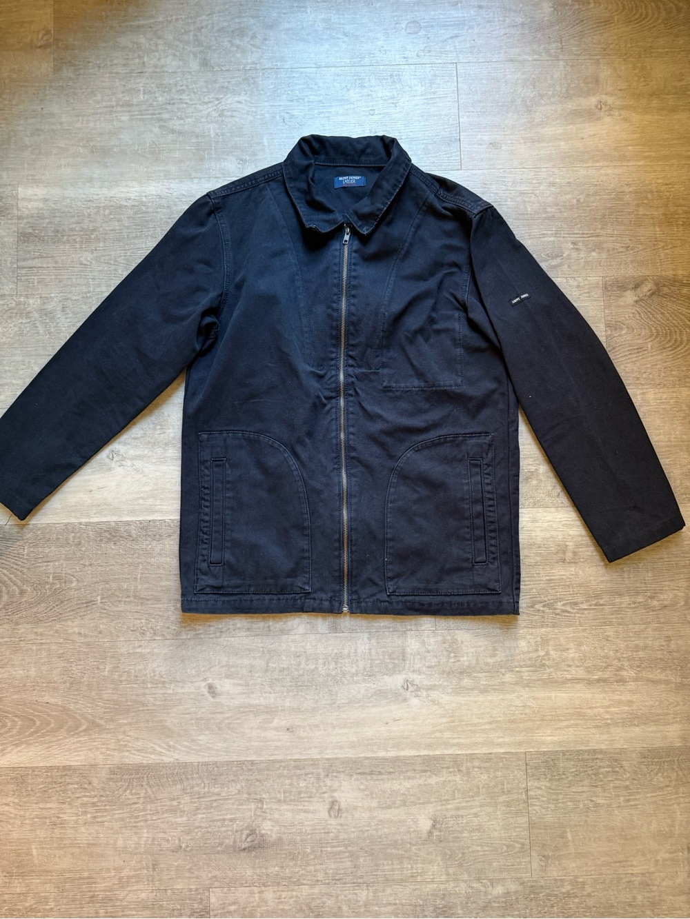 Saint James L’Atelier Full Zip 100% Cotton Canvas Black Jacket Size S